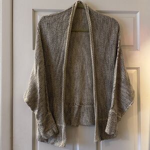 Free People Gray & Beige Chevron Women's Dolman Sleeve Open Cardigan Sweater